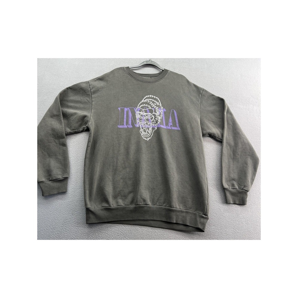 Inaka Sweatshirt Mens 2XL Gray Crewneck Pullover Gorilla Graphic Streetwear